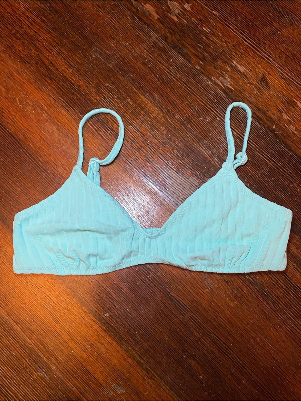 LIKE NEW SOLID&STRIPED The Rachel Mint Ribbed Retro Bralette Bikini Top